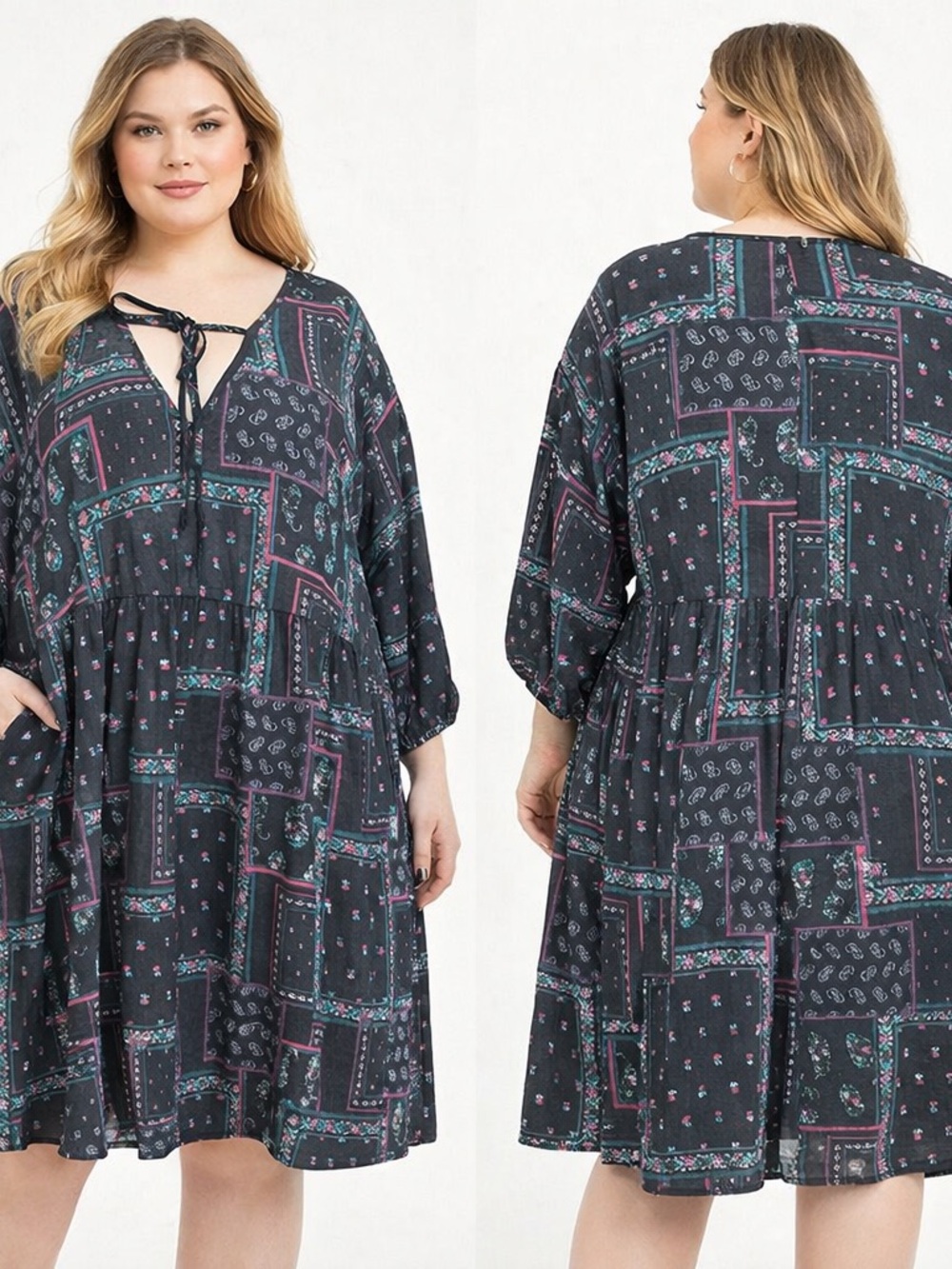 Torrid Size 3 Boho Patchwork Dress
Flowy Tiered Tunic Plus
